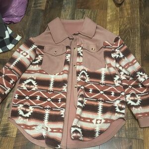 SHEIN Pink and Brown Patterned Jacket